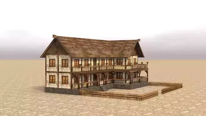 3D old medieval cottage Low-poly 3D model