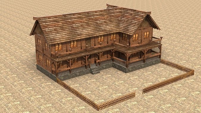 3D ancient European house model Low-poly 3D model 5