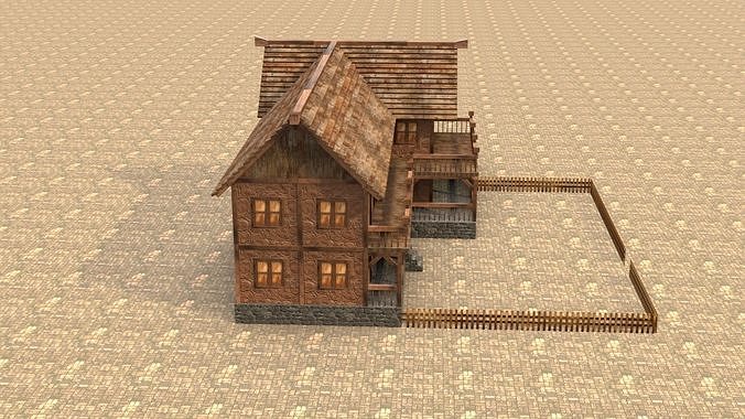 3D ancient European house model Low-poly 3D model 7