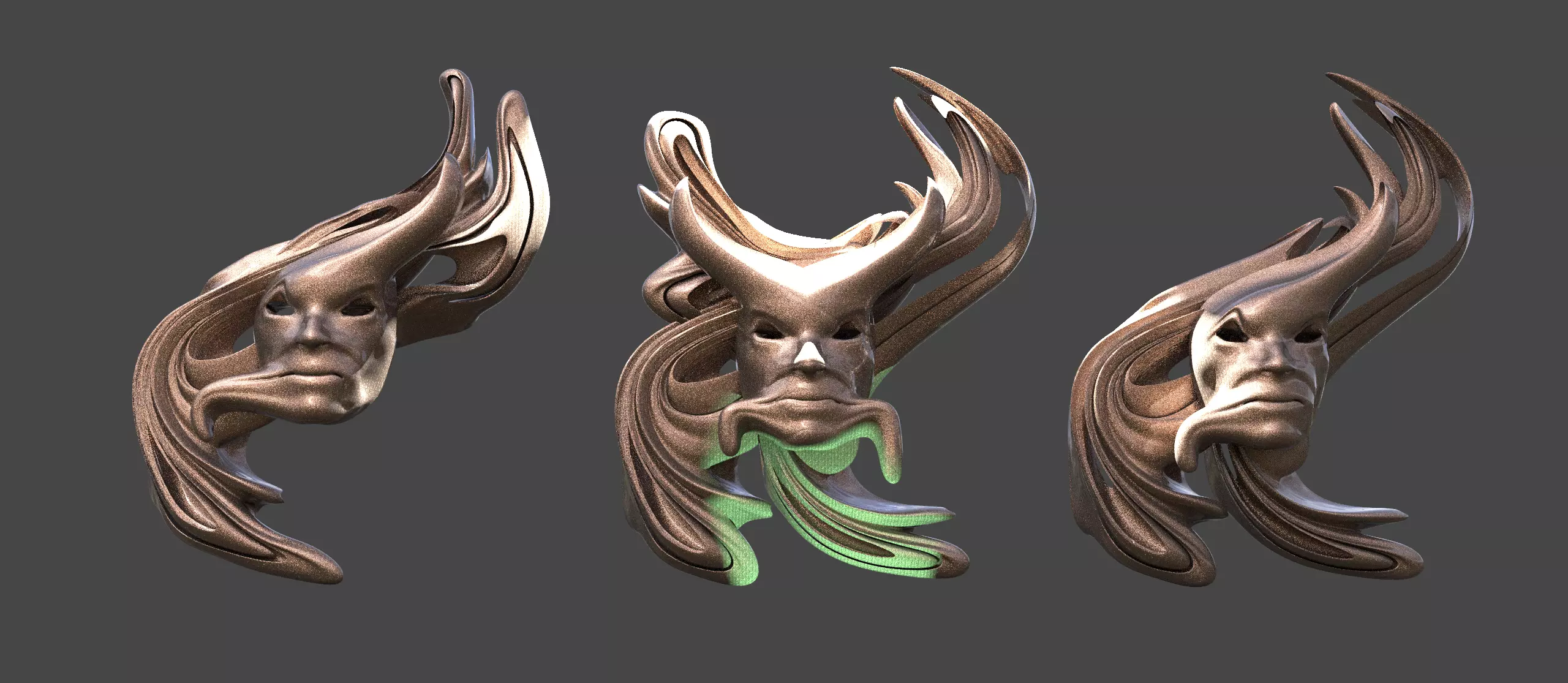 Snow white liquid mask 3 designs 3D model