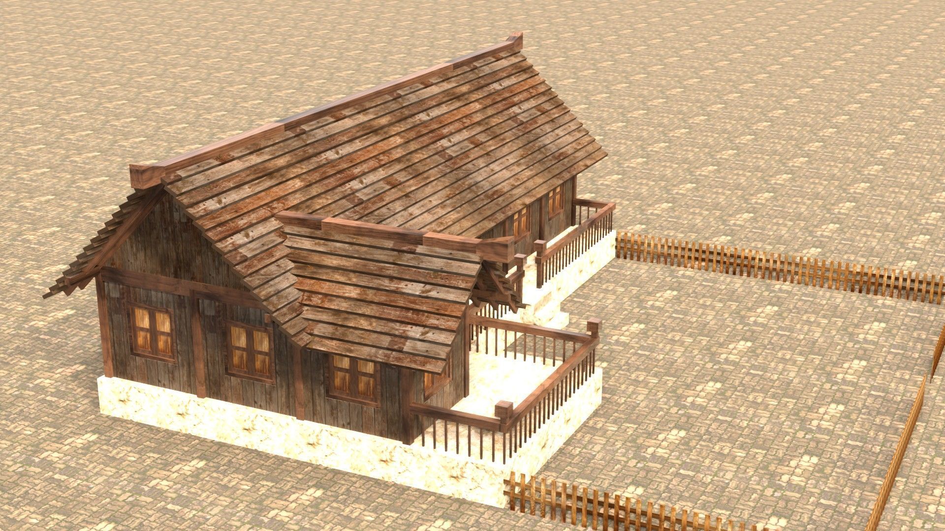 Modular medieval fantasy house Low-poly 3D model_5