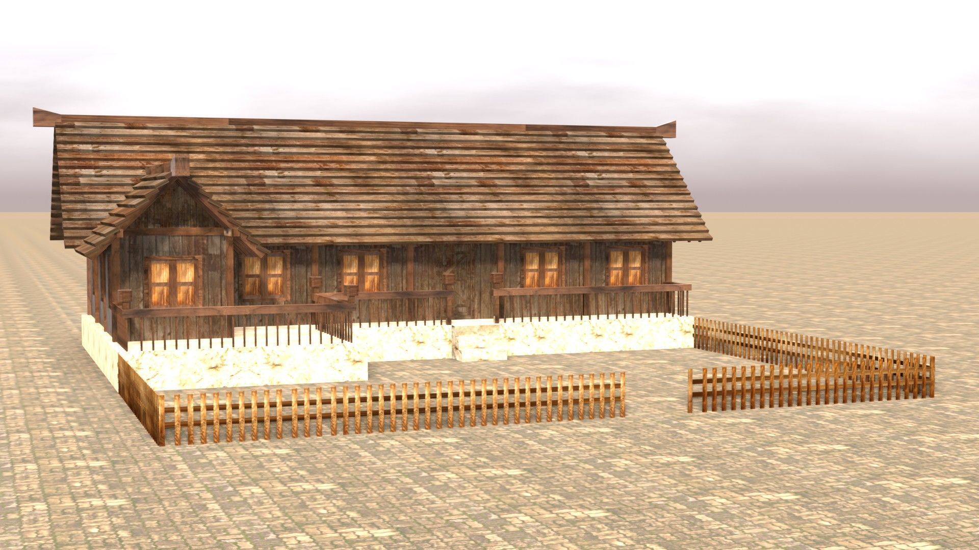 Modular medieval fantasy house Low-poly 3D model_16