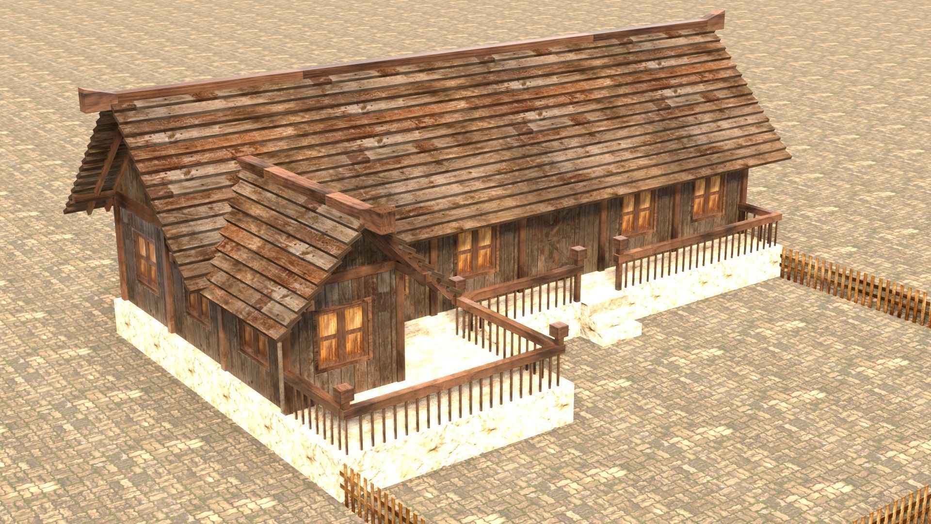 Modular medieval fantasy house Low-poly 3D model_4