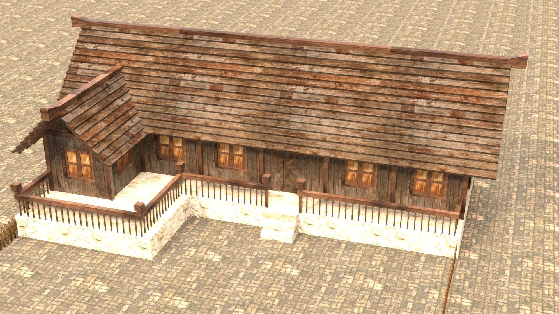 Modular medieval fantasy house Low-poly 3D model_3