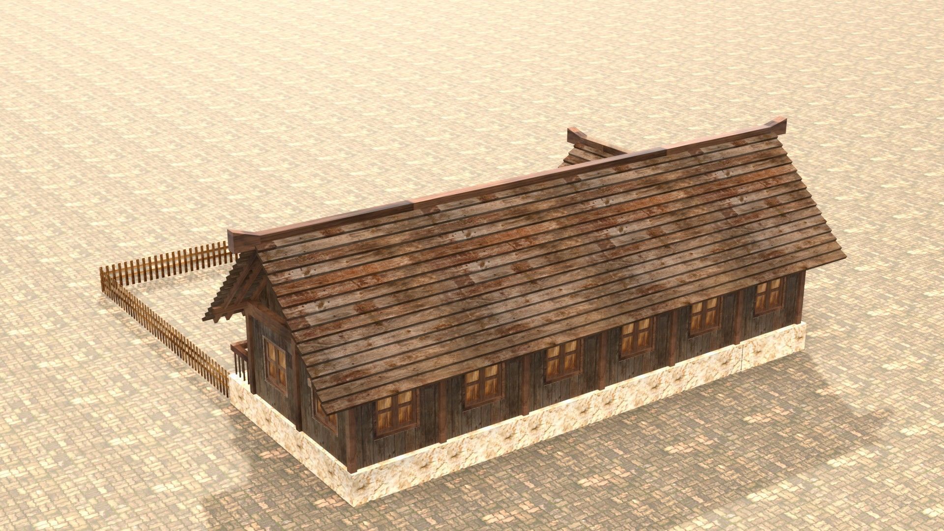 Modular medieval fantasy house Low-poly 3D model_8