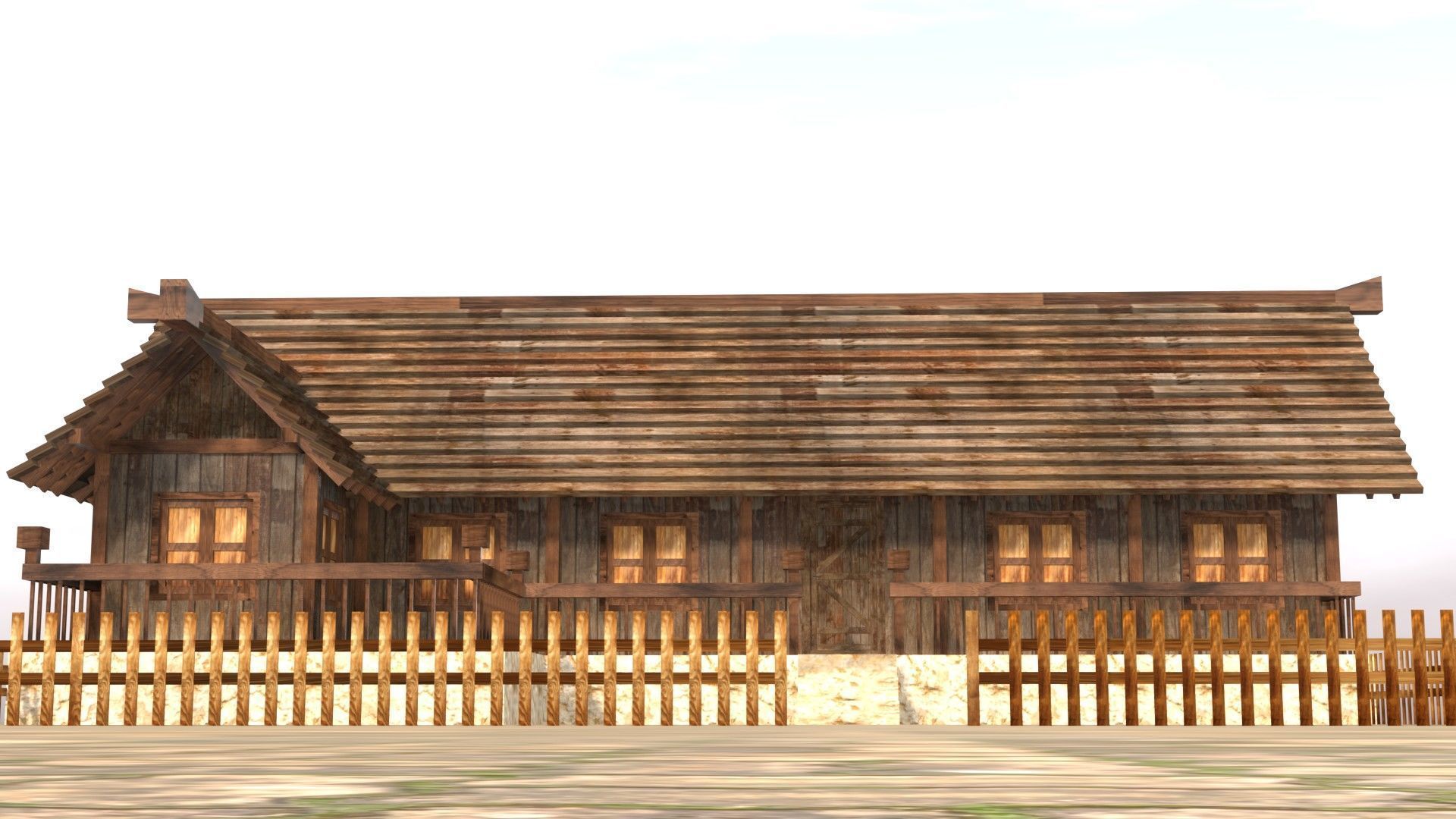 Modular medieval fantasy house Low-poly 3D model_10