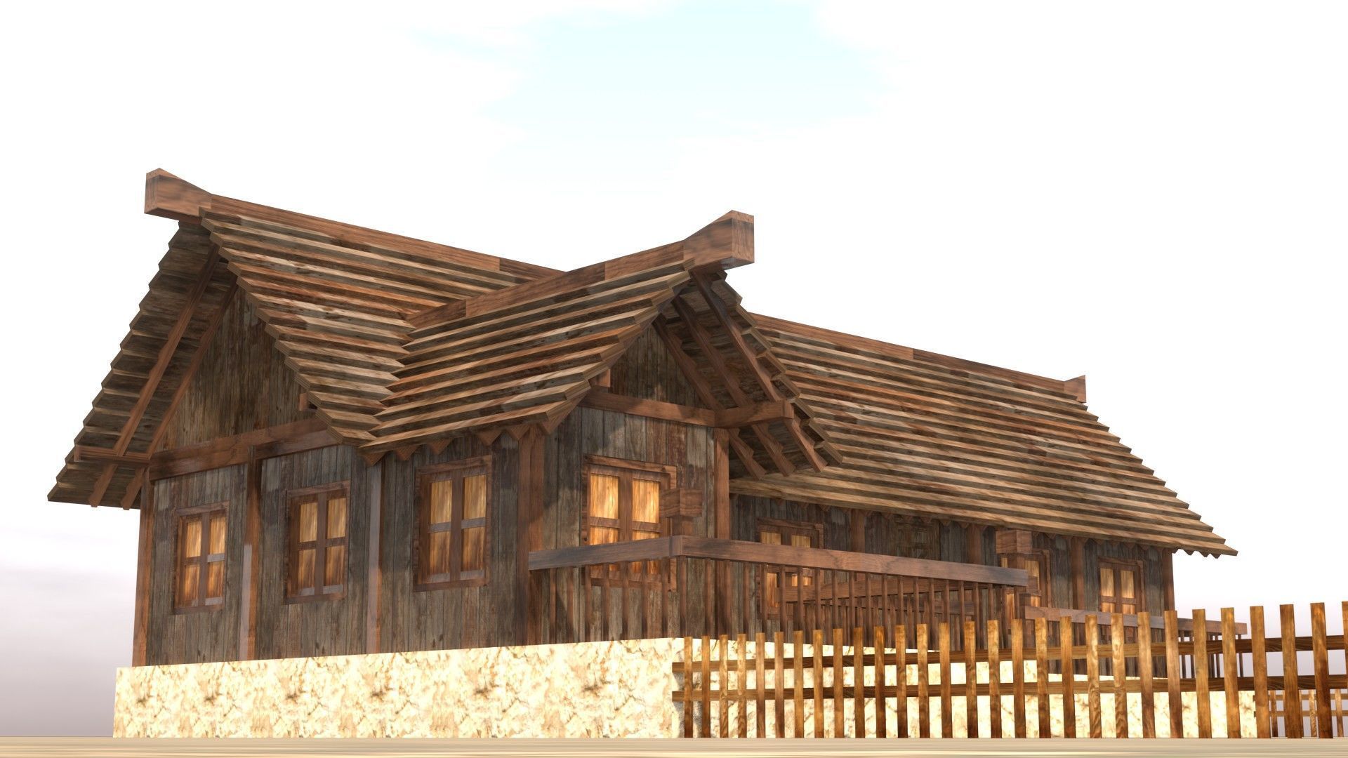 Modular medieval fantasy house Low-poly 3D model_11