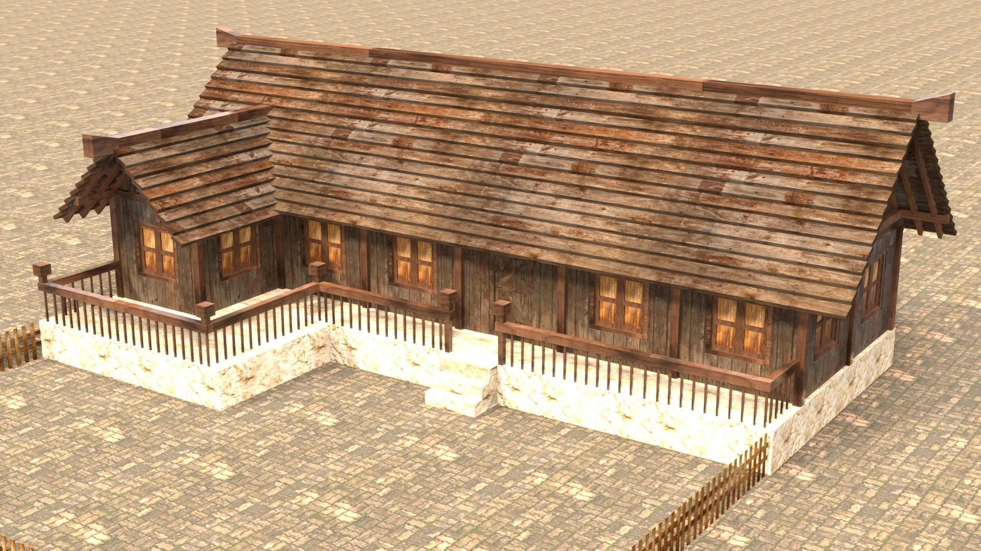 Modular medieval fantasy house Low-poly 3D model_2