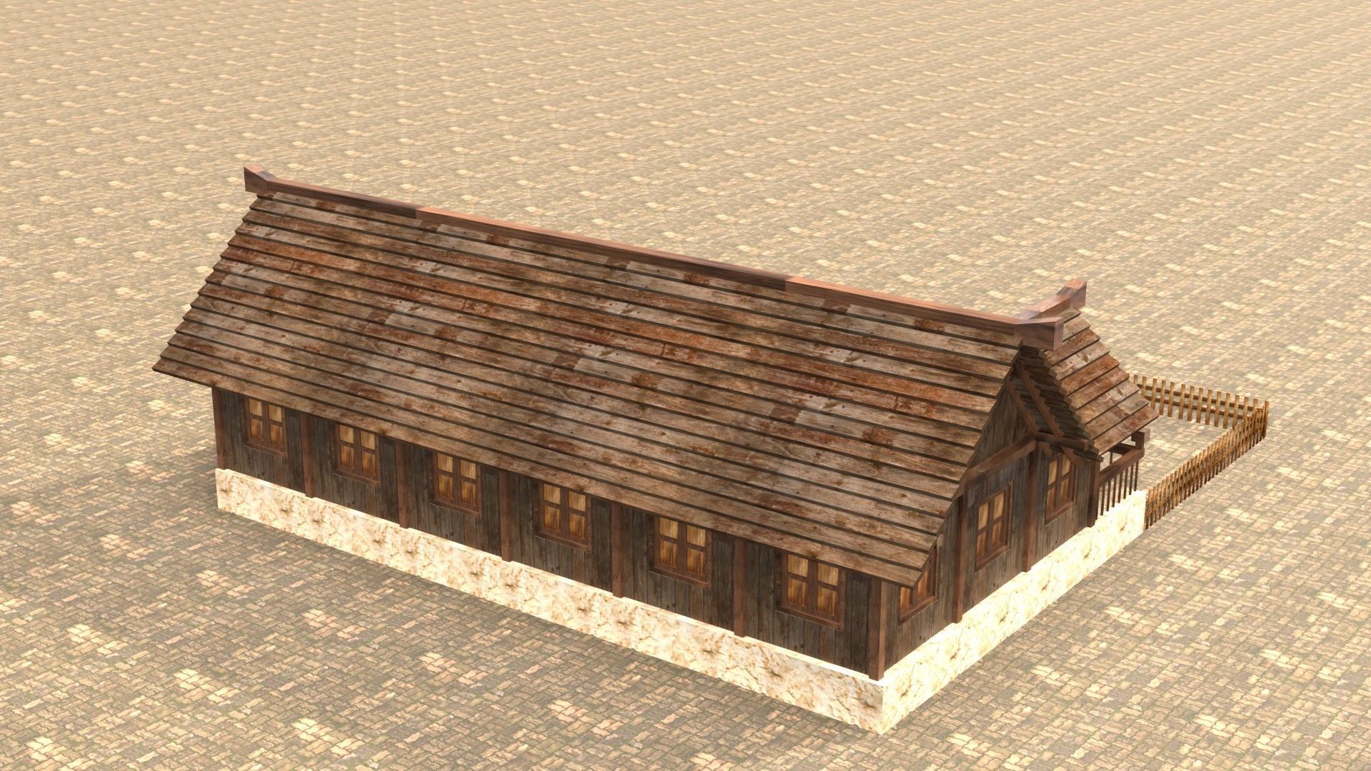 Modular medieval fantasy house Low-poly 3D model_7