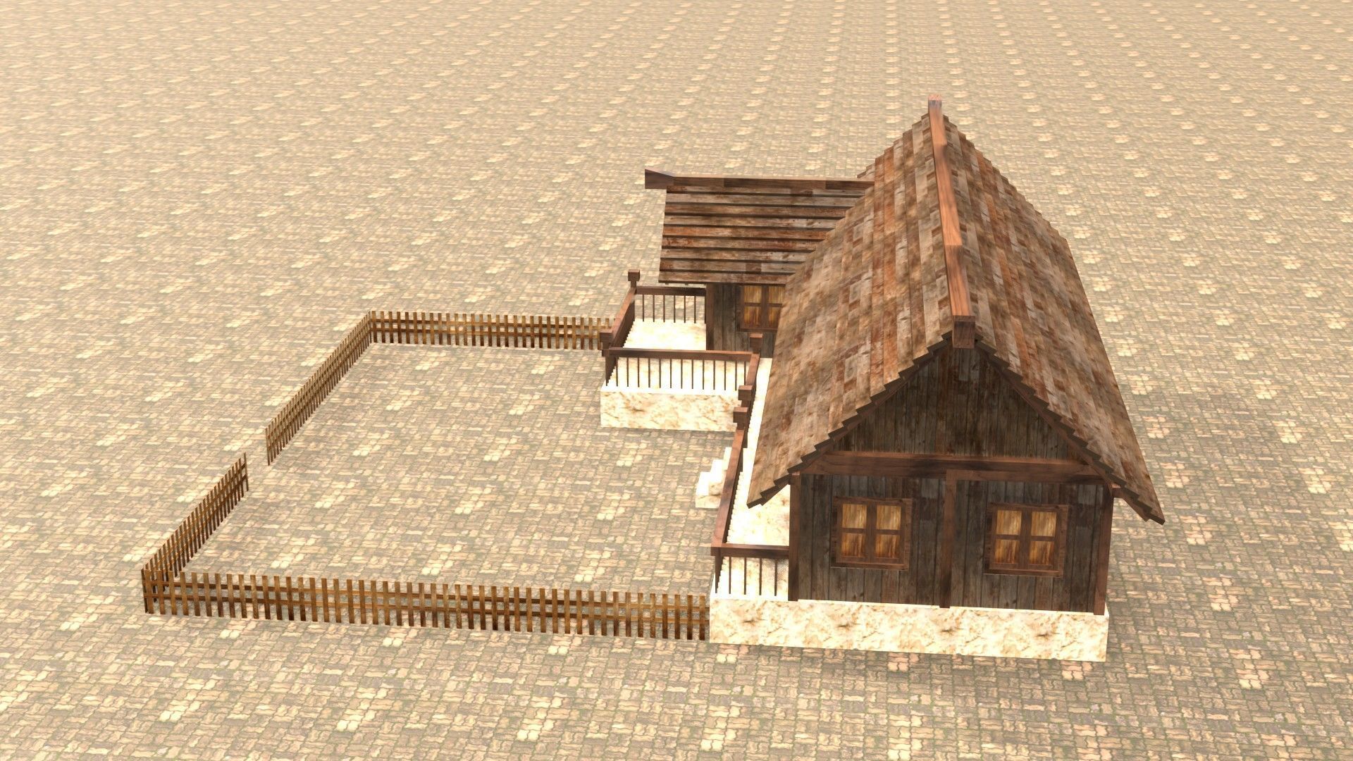 Modular medieval fantasy house Low-poly 3D model_9