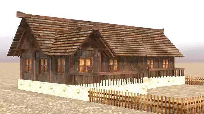 Modular medieval fantasy house Low-poly 3D model