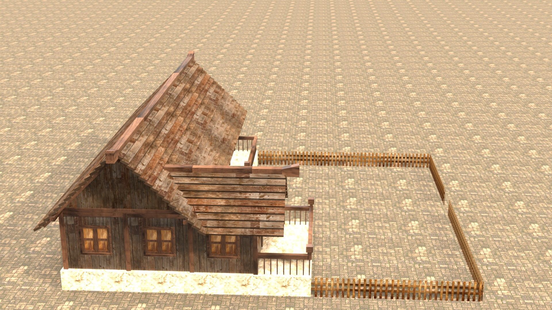 Modular medieval fantasy house Low-poly 3D model_6