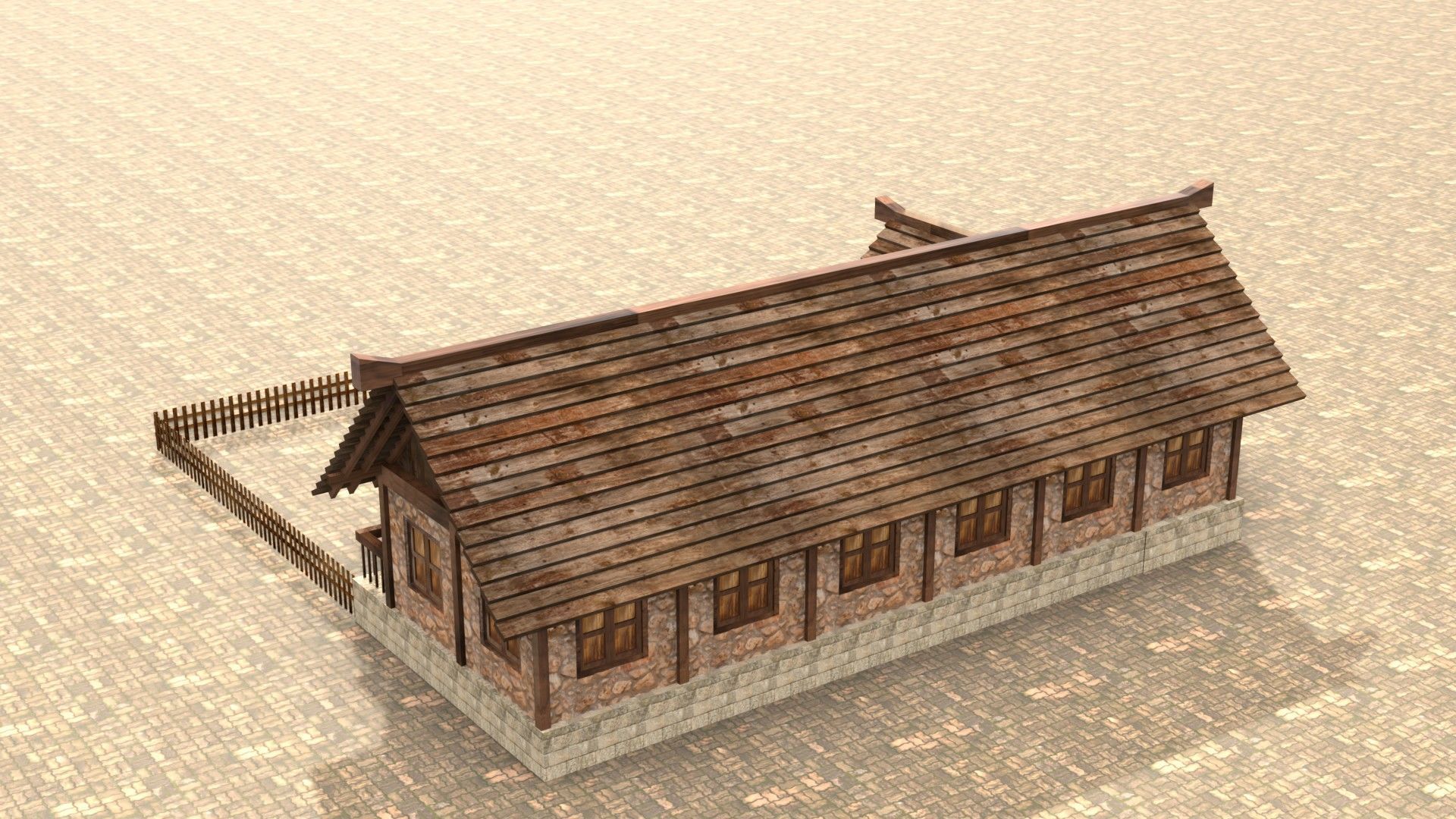 Modular fantasy medieval building Low-poly 3D model_8