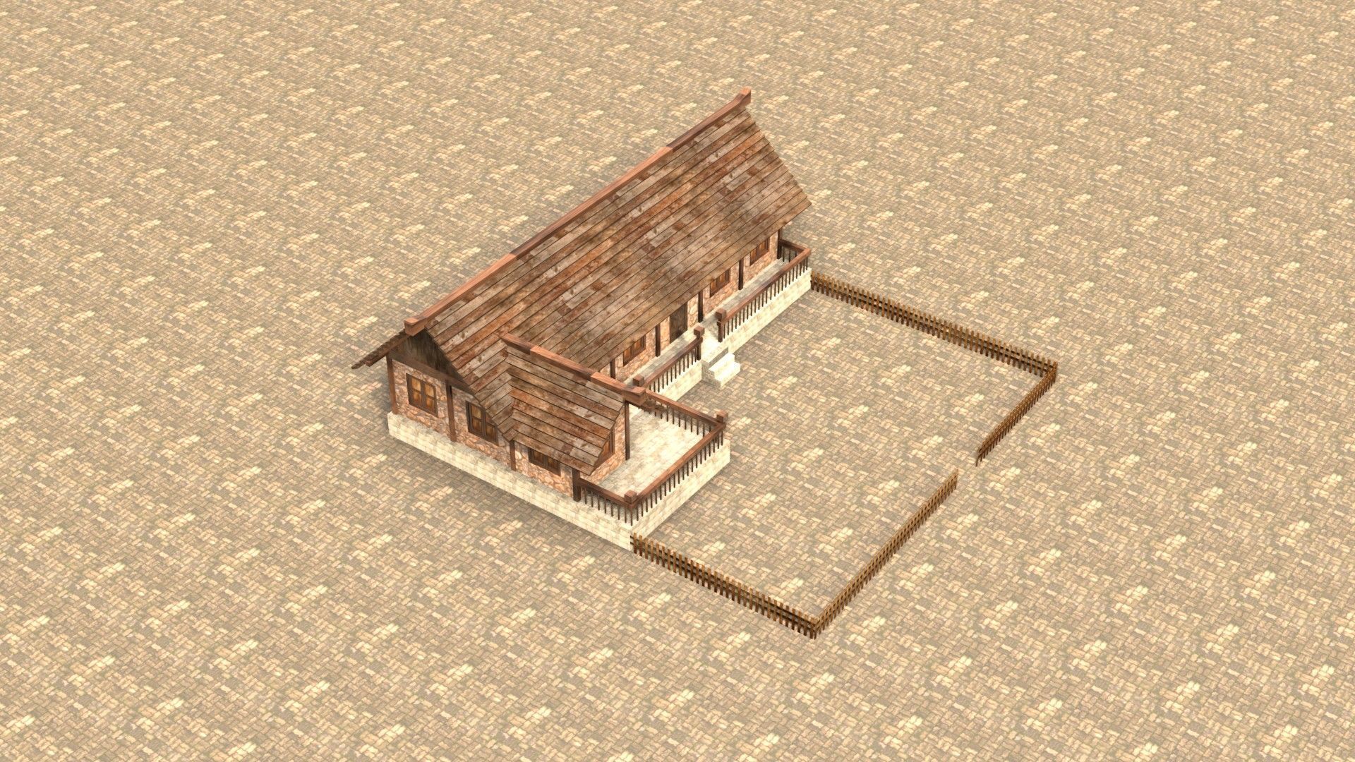 Modular fantasy medieval building Low-poly 3D model_18