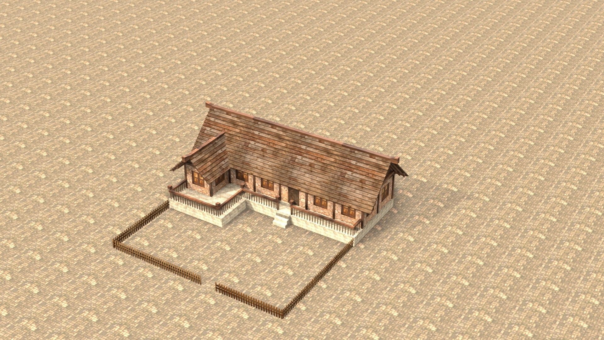 Modular fantasy medieval building Low-poly 3D model_13