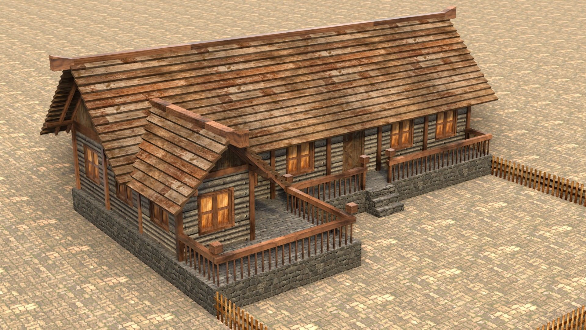 Medieval peasant cottage 3D model Low-poly 3D model_4