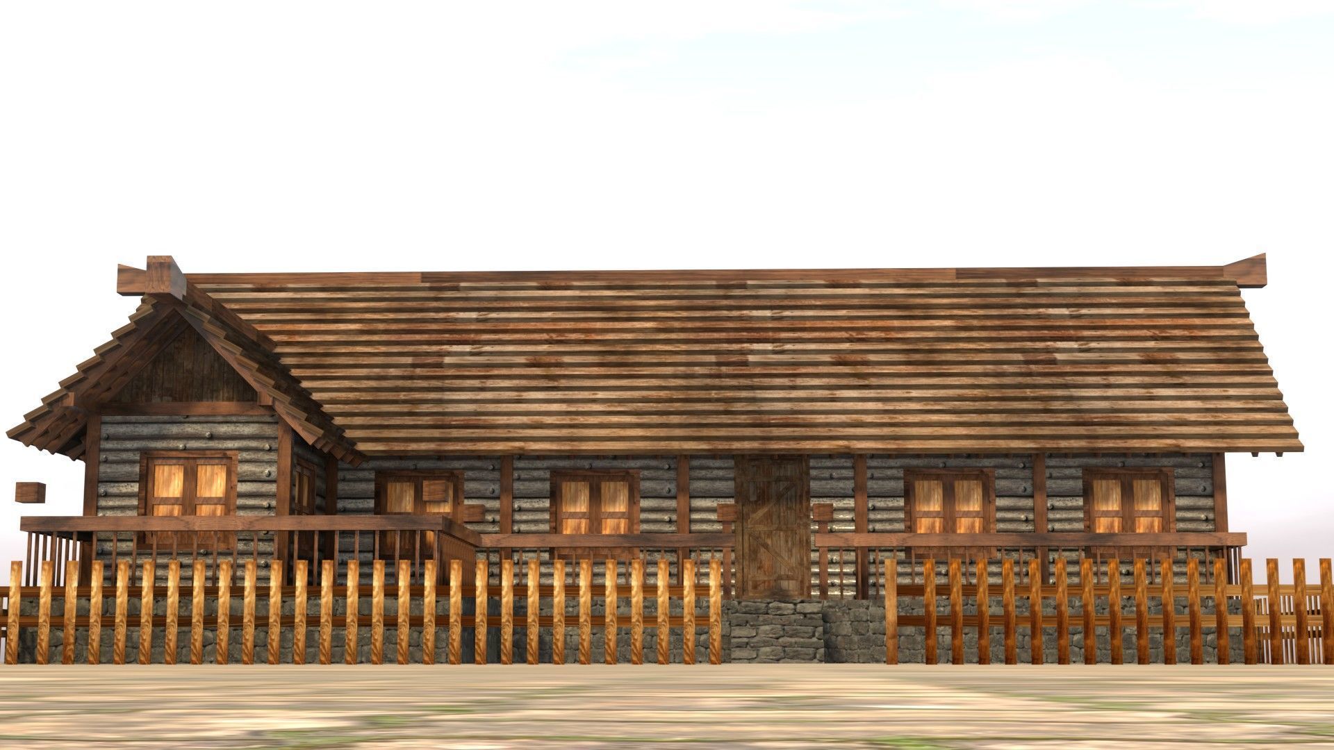 Medieval peasant cottage 3D model Low-poly 3D model_10
