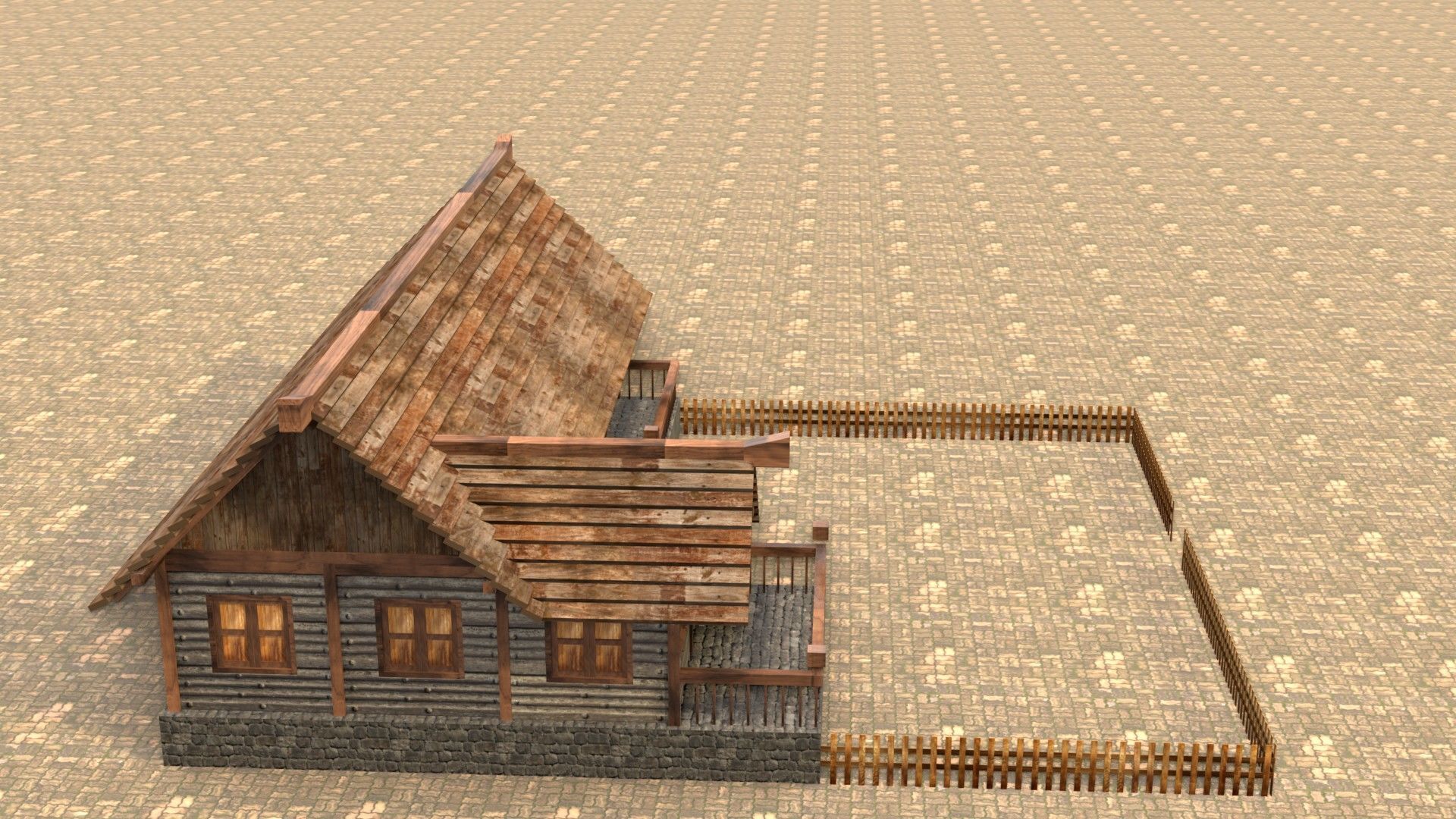 Medieval peasant cottage 3D model Low-poly 3D model_6