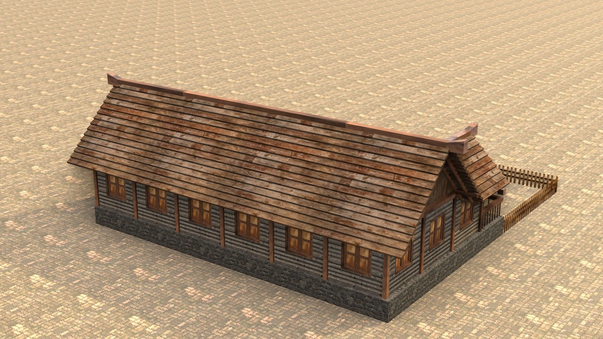 Medieval peasant cottage 3D model Low-poly 3D model_7
