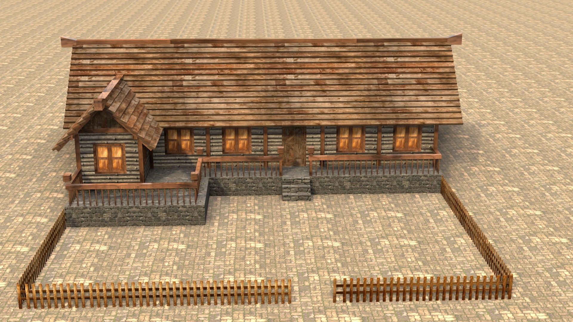 Medieval peasant cottage 3D model Low-poly 3D model_1