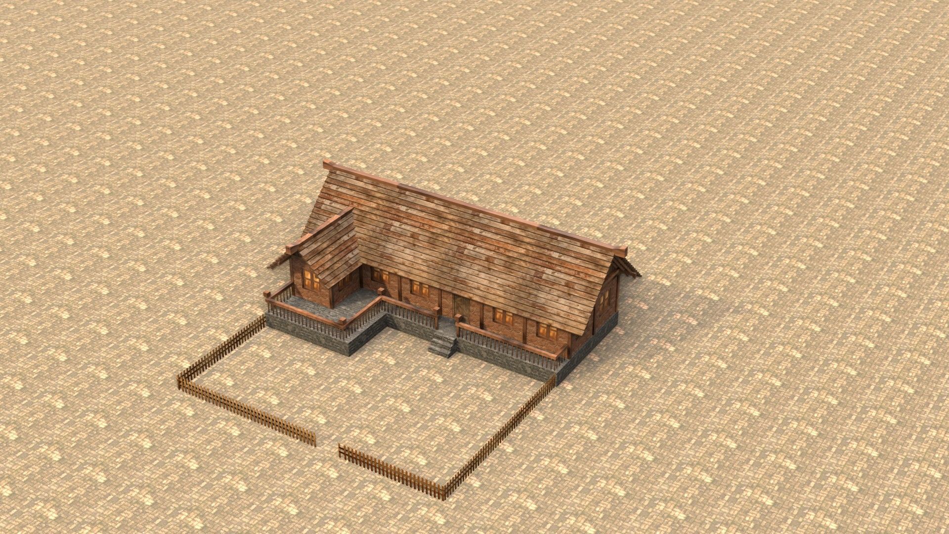 Low poly medieval wooden workshop Low-poly 3D model_13