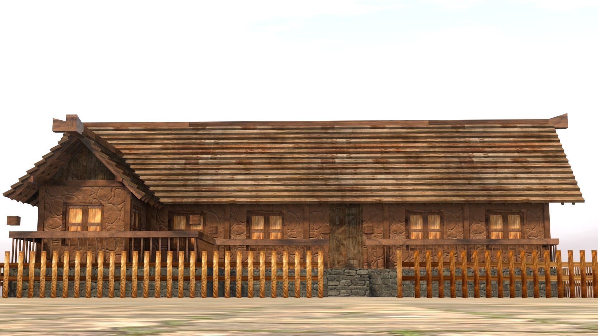 Low poly medieval wooden workshop Low-poly 3D model_10