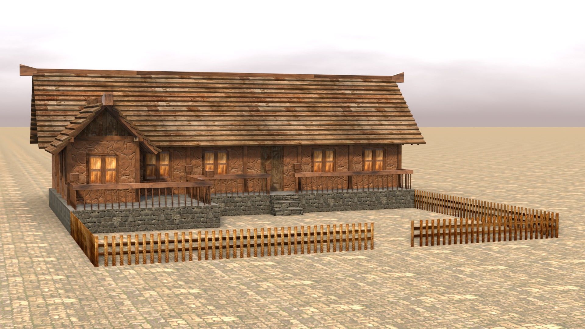 Low poly medieval wooden workshop Low-poly 3D model_16