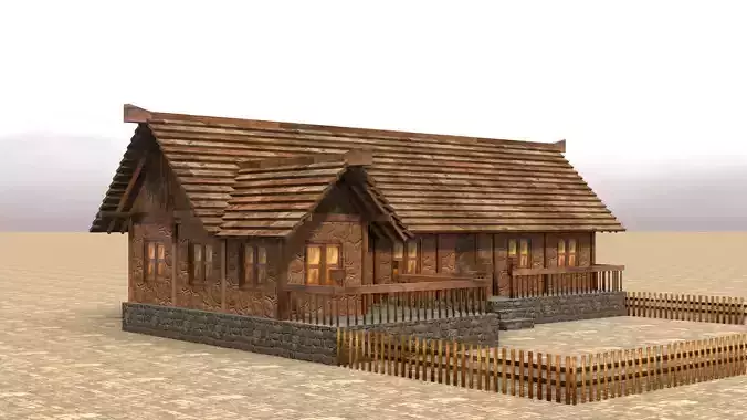 Low poly medieval wooden workshop Low-poly 3D model