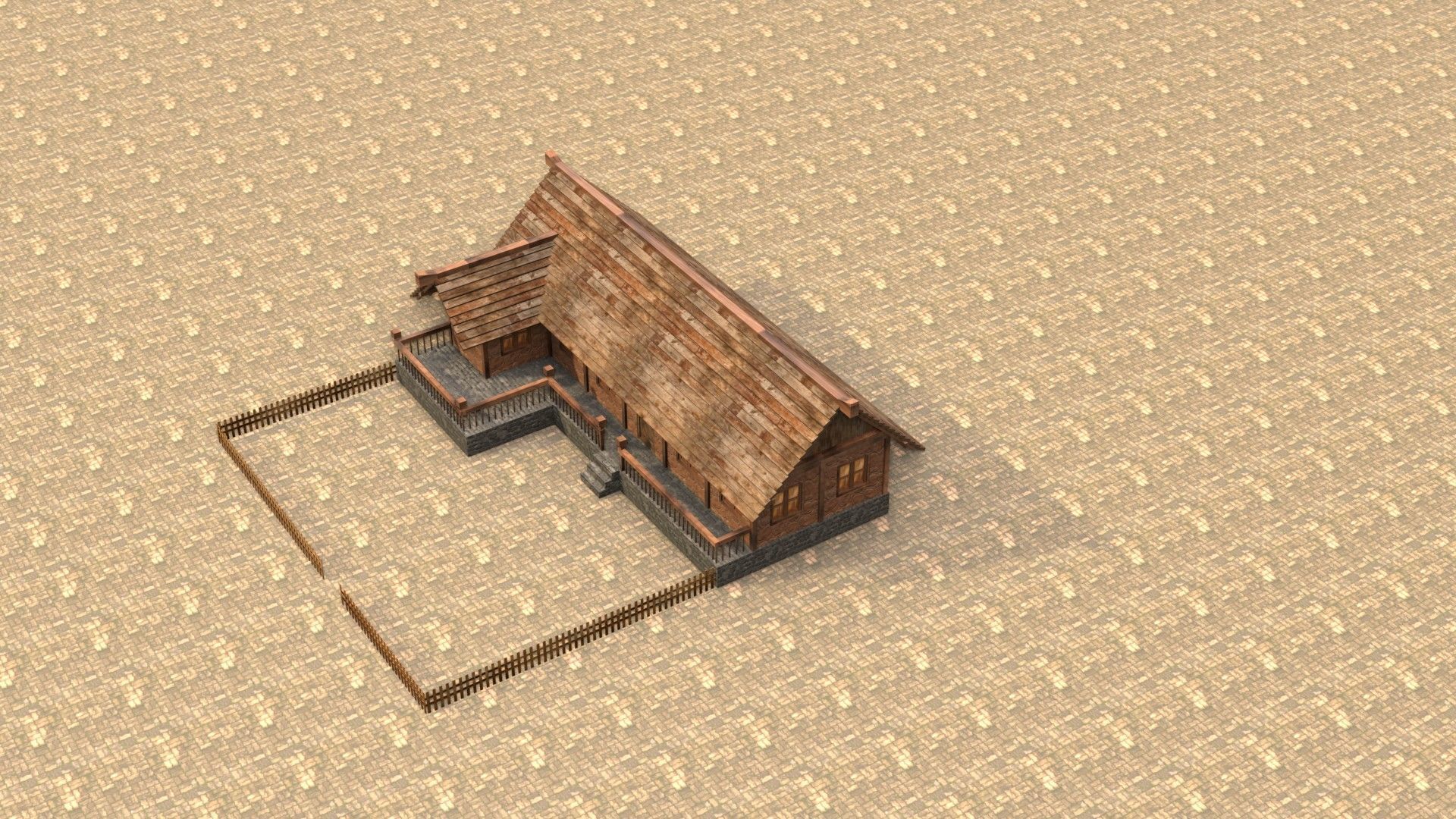 Low poly medieval wooden workshop Low-poly 3D model_19