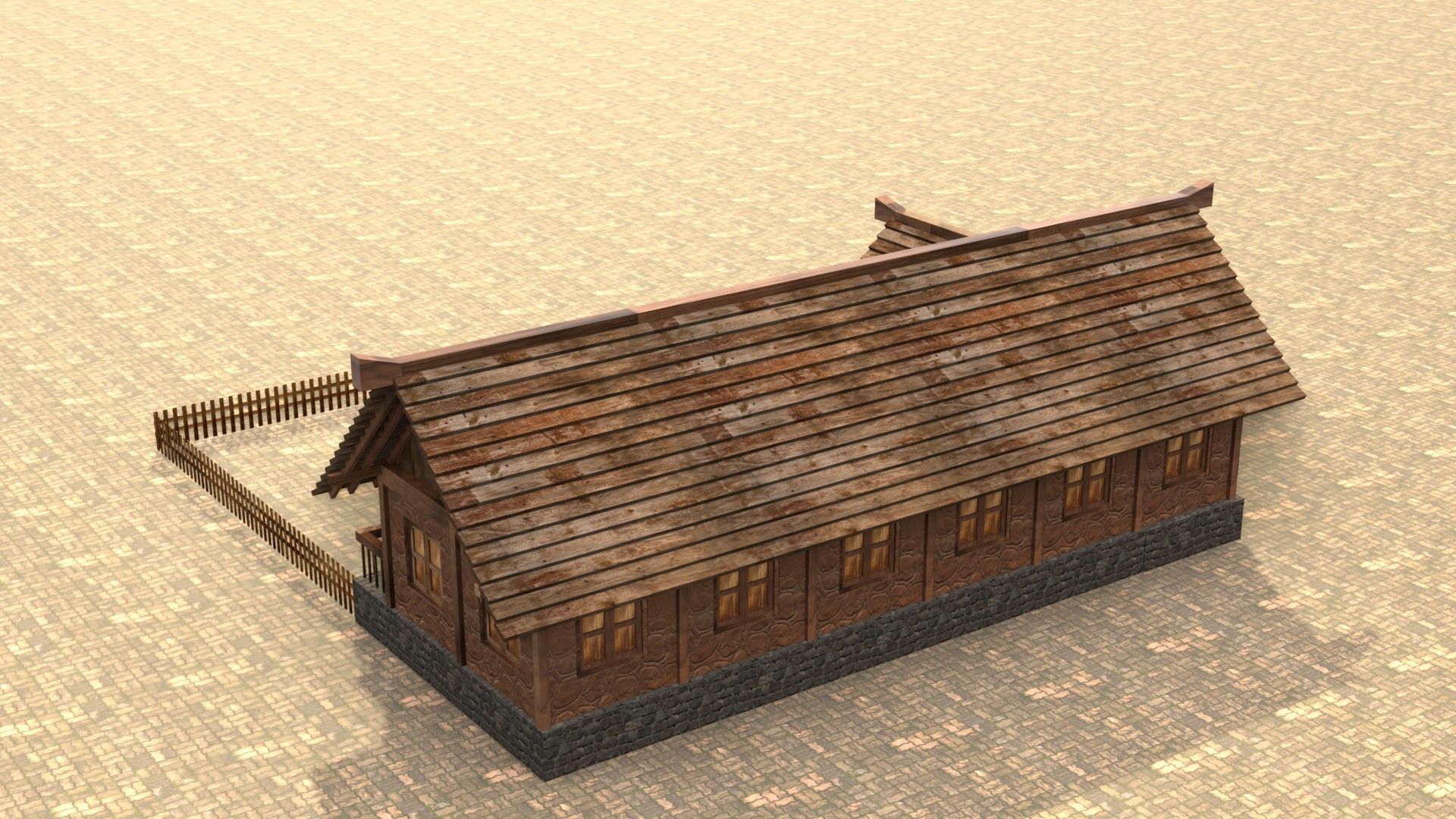 Low poly medieval wooden workshop Low-poly 3D model_8