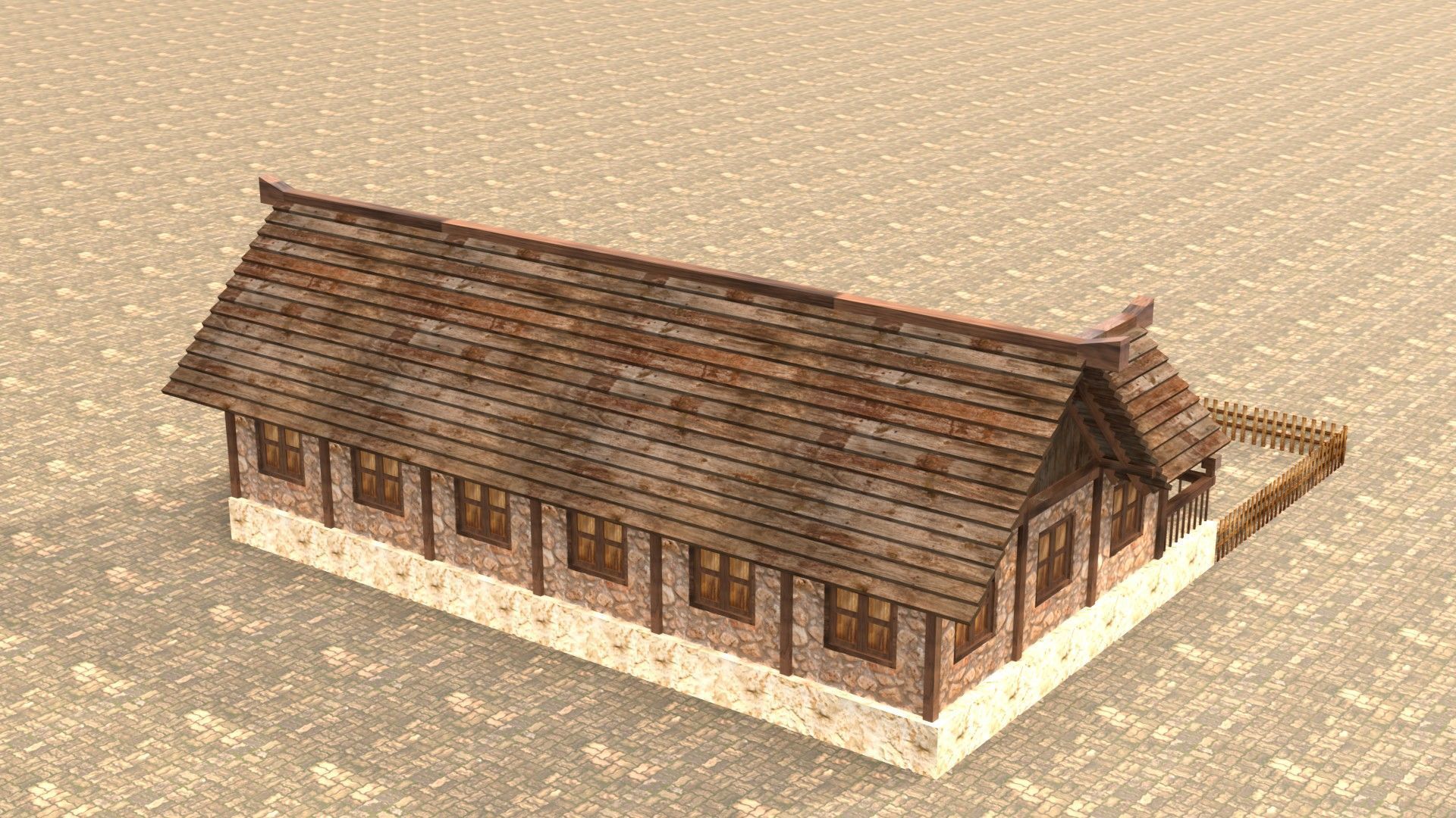 Low poly medieval mansion model Low-poly 3D model_7