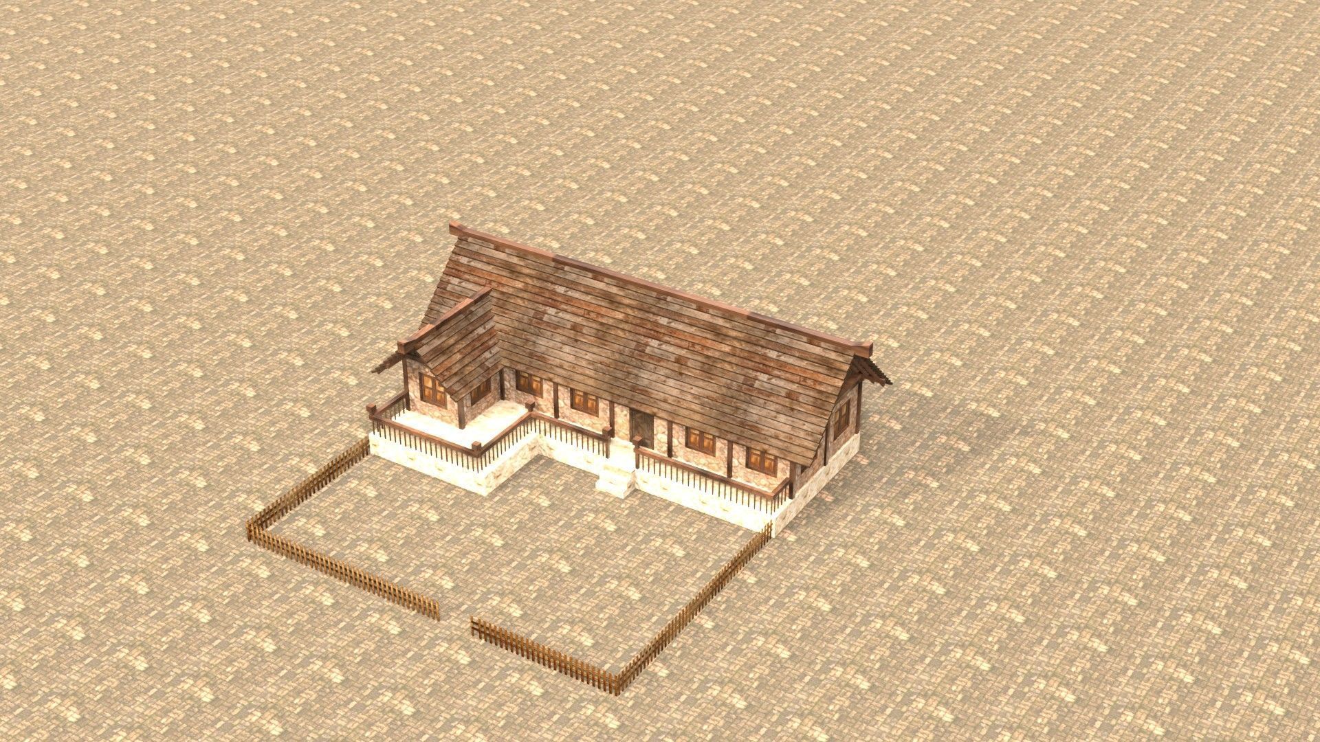 Low poly medieval mansion model Low-poly 3D model_13