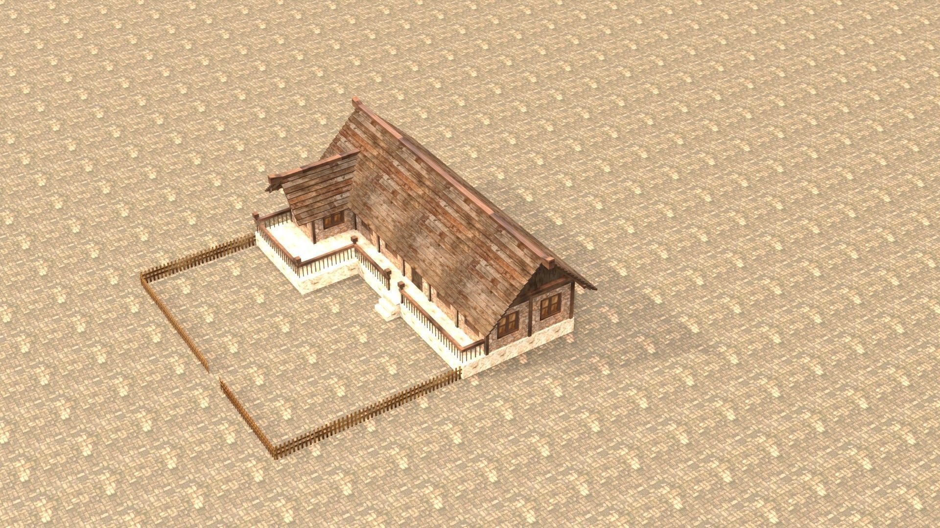Low poly medieval mansion model Low-poly 3D model_19