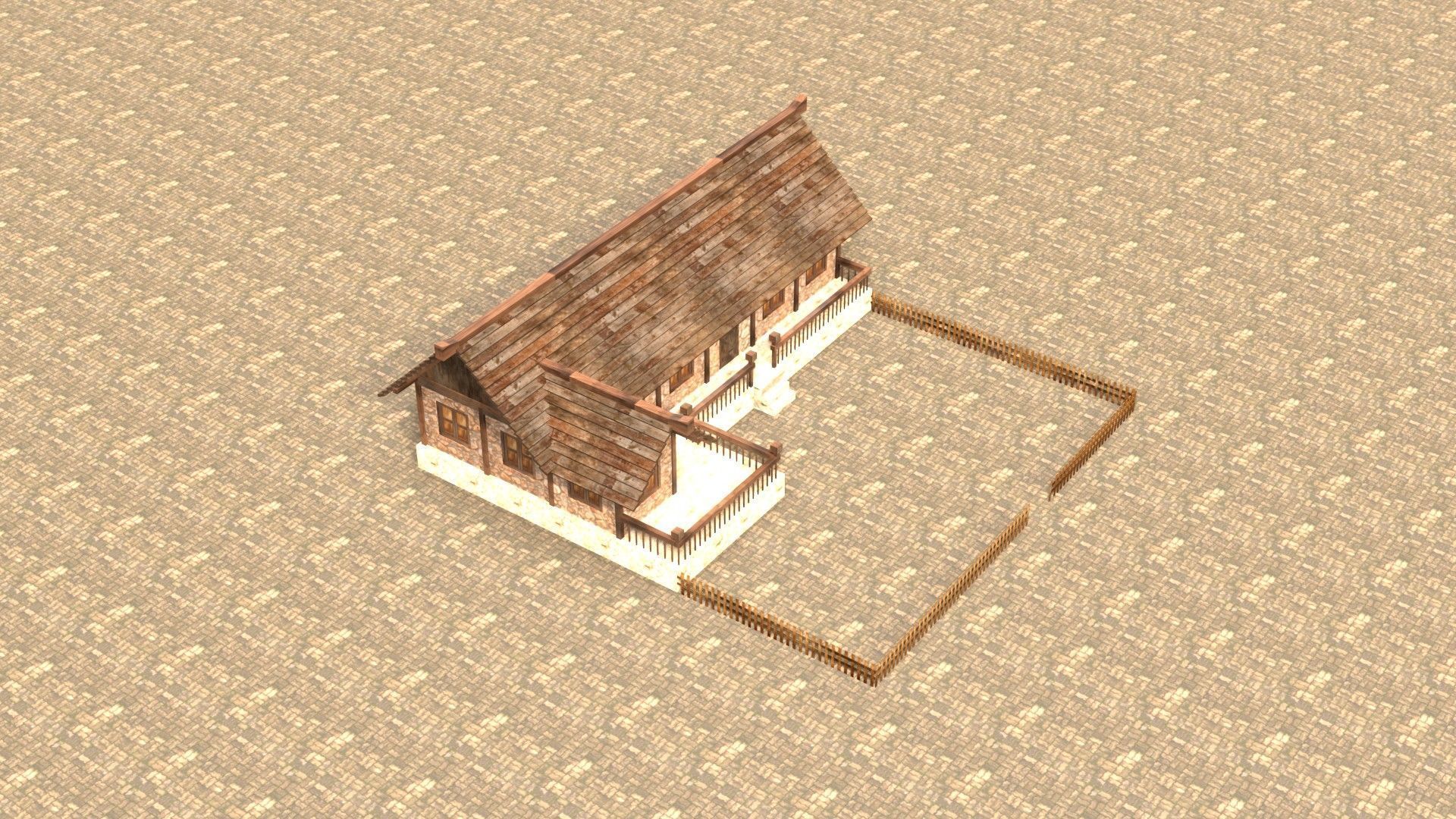 Low poly medieval mansion model Low-poly 3D model_18