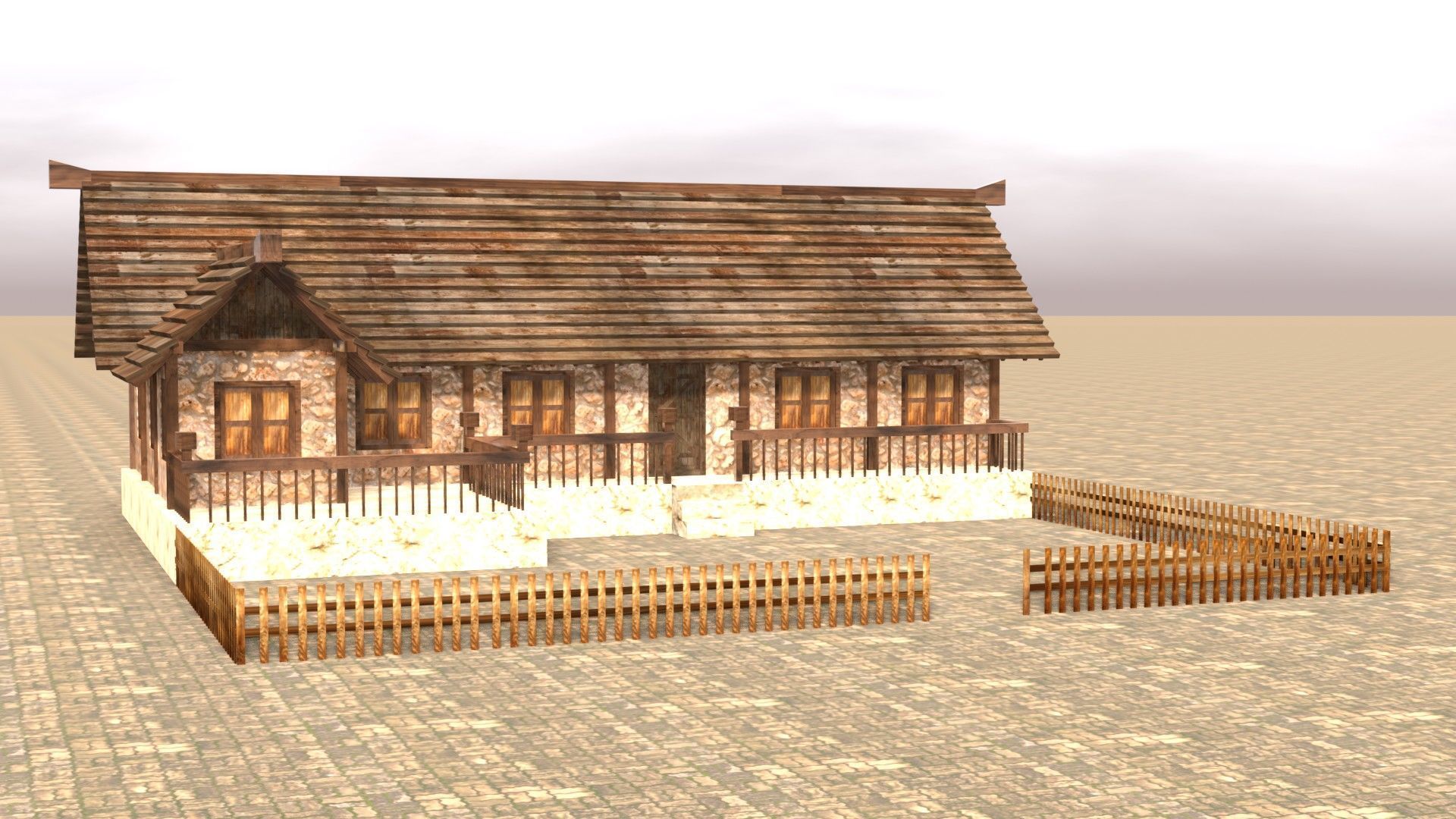 Low poly medieval mansion model Low-poly 3D model_16