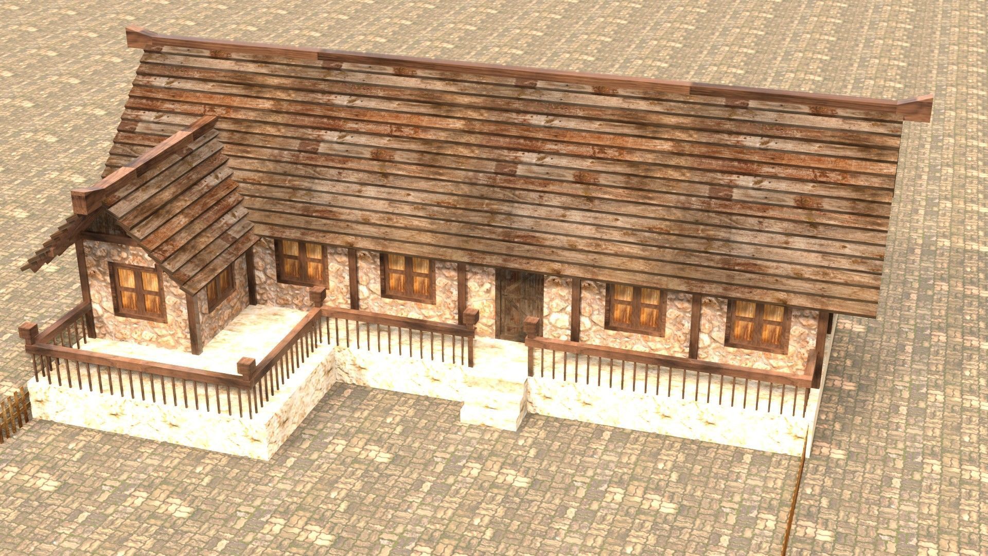 Low poly medieval mansion model Low-poly 3D model_3