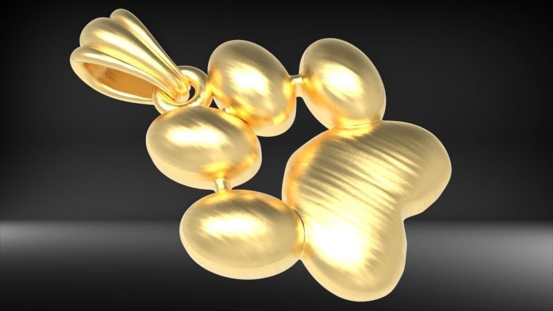 Dog Paw Print Pendant Hollow Footprint Necklace Memorial Jewelry 3D print model_2