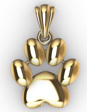 Dog Paw Print Pendant Hollow Footprint Necklace Memorial Jewelry 3D print model_20