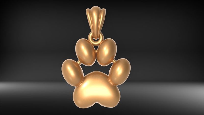 Dog Paw Print Pendant Hollow Footprint Necklace Memorial Jewelry 3D print model_1