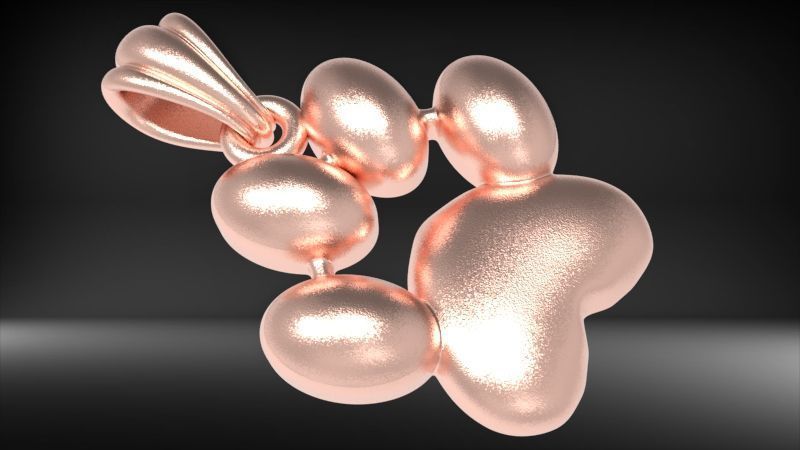 Dog Paw Print Pendant Hollow Footprint Necklace Memorial Jewelry 3D print model_4