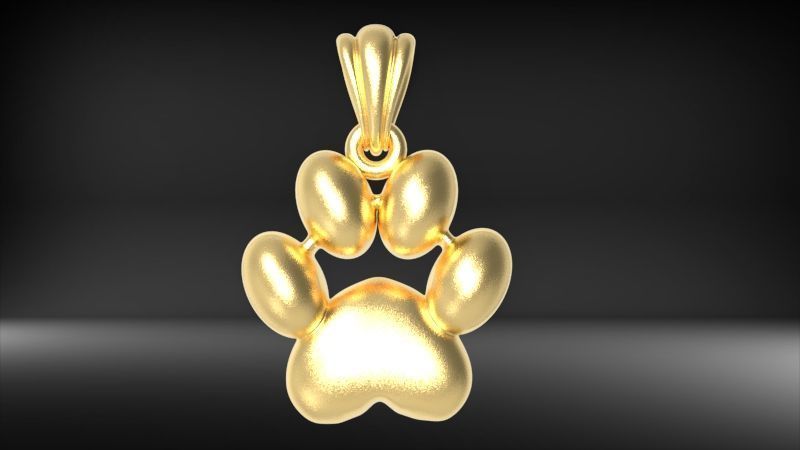 Dog Paw Print Pendant Hollow Footprint Necklace Memorial Jewelry 3D print model_12
