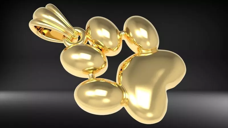 Dog Paw Print Pendant Hollow Footprint Necklace Memorial Jewelry 3D print model_0