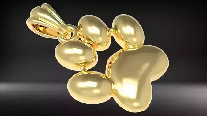 Dog Paw Print Pendant Hollow Footprint Necklace Memorial Jewelry 3D print model
