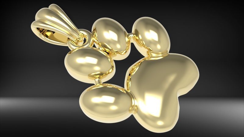Dog Paw Print Pendant Hollow Footprint Necklace Memorial Jewelry 3D print model_8