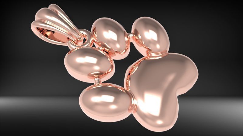 Dog Paw Print Pendant Hollow Footprint Necklace Memorial Jewelry 3D print model_6