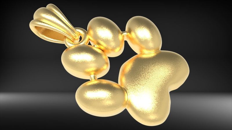 Dog Paw Print Pendant Hollow Footprint Necklace Memorial Jewelry 3D print model_27