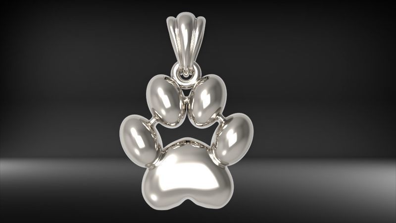 Dog Paw Print Pendant Hollow Footprint Necklace Memorial Jewelry 3D print model_13
