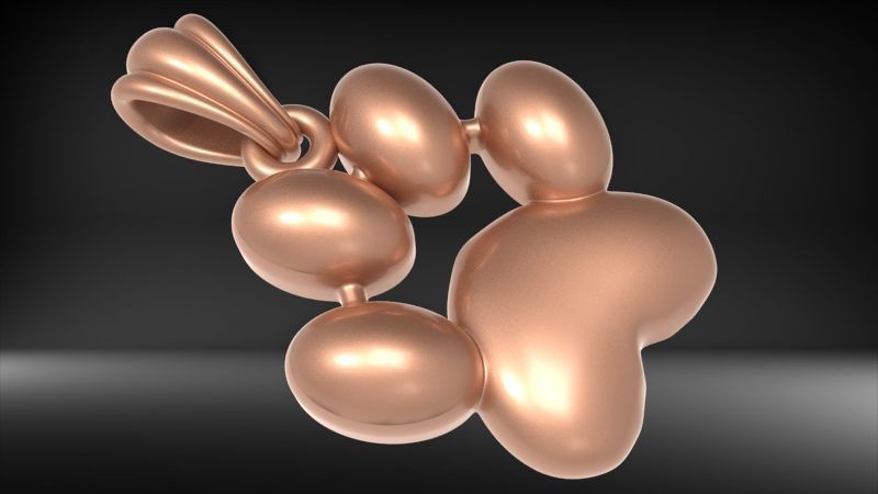 Dog Paw Print Pendant Hollow Footprint Necklace Memorial Jewelry 3D print model_3