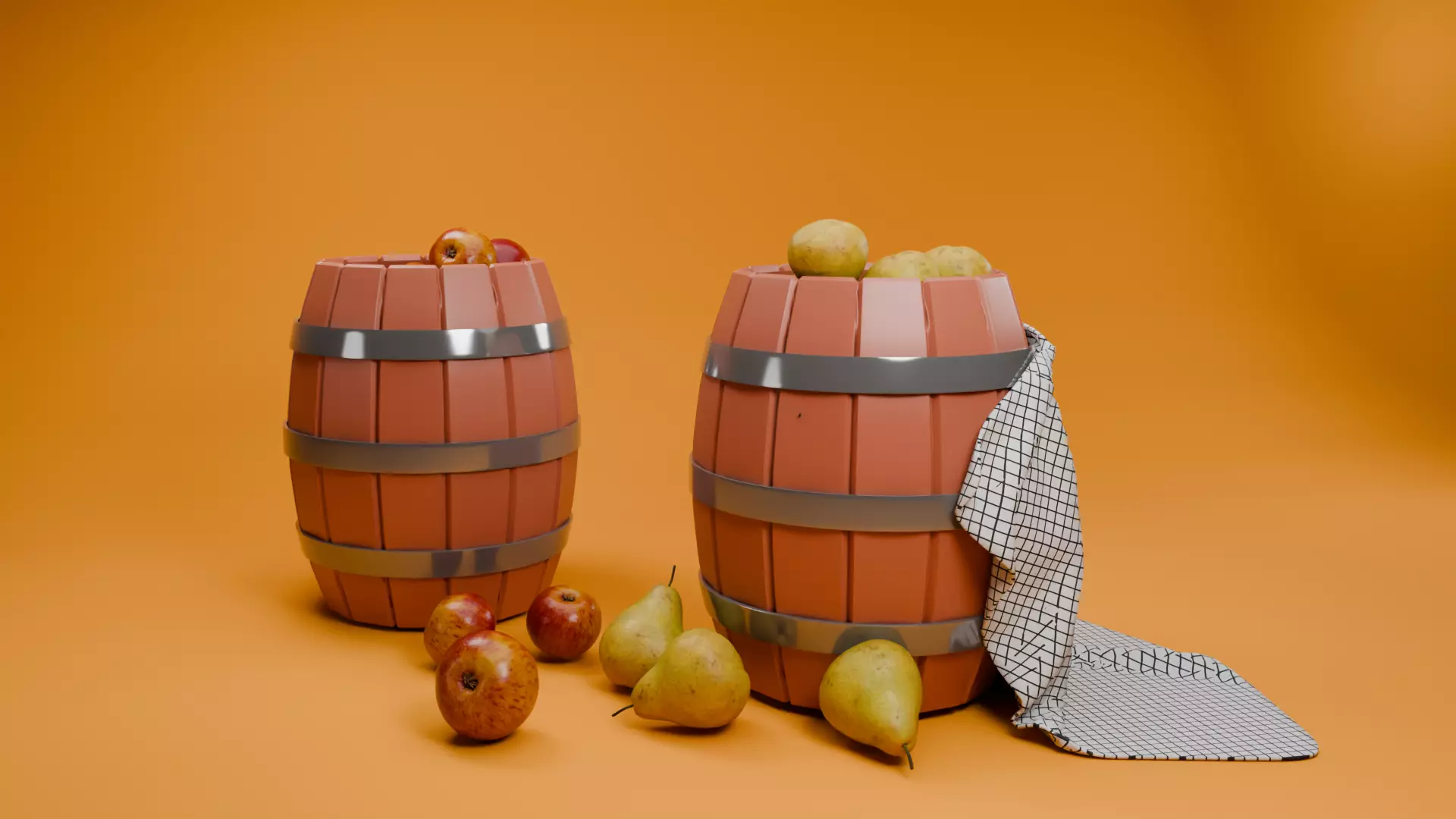 fruits barrels 3D model