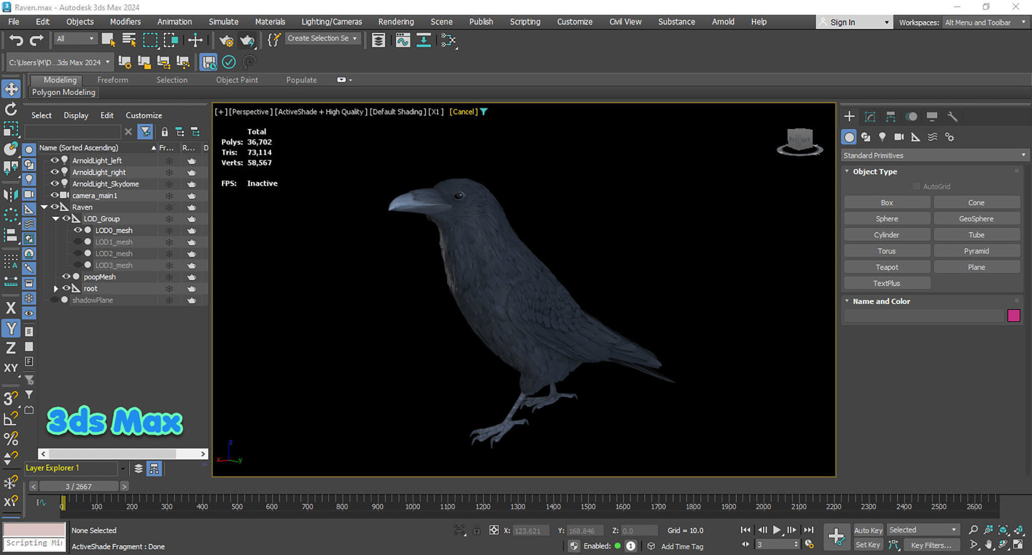 Realistic Animated Raven Low-poly 3D model_13